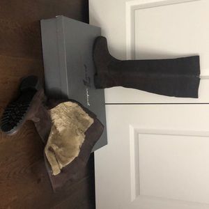 Brown suede 7 for all mankind faux fur lined boots